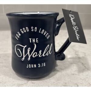 “For God So Loved the World” JOHN 3:16 Bible Scripture Verse Mug Dark Blue Navy